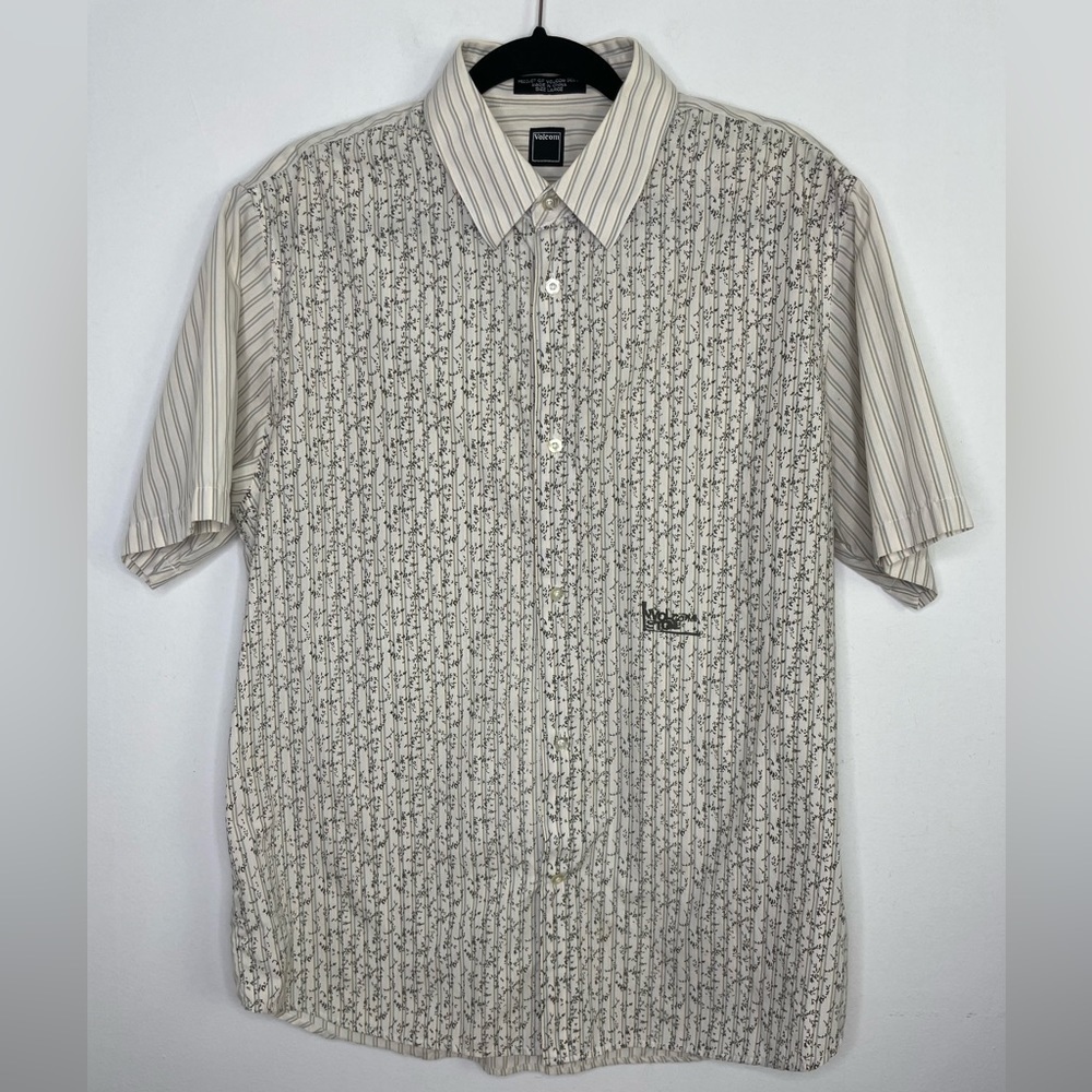VOLCOM mix print floral skateboard buttons blouse